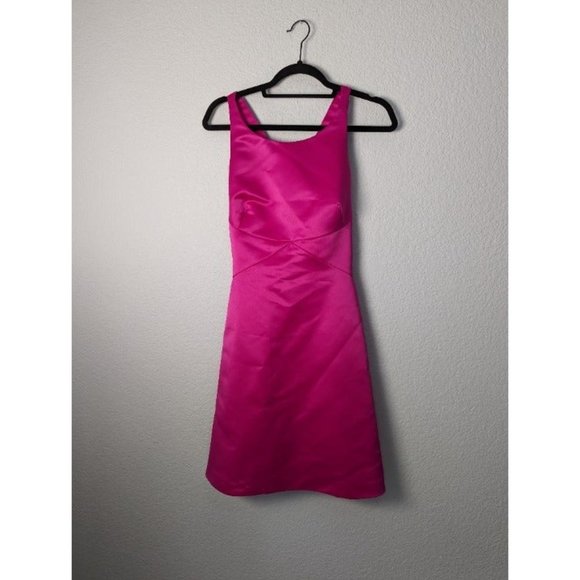 Betsey Johnson Evening Hot Pink Sz 10 Open Back Mini Prom Dress - Picture 1 of 9